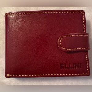 Ellini Burgundy Leather Snap Wallet NWOT